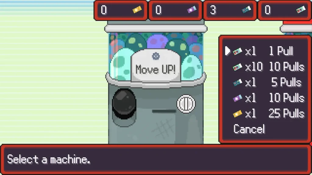 máquina de huevos move up pokérogue