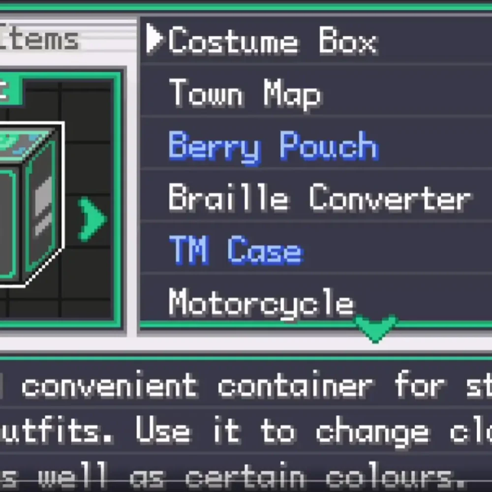 mochila de objetos en pokémon unbound